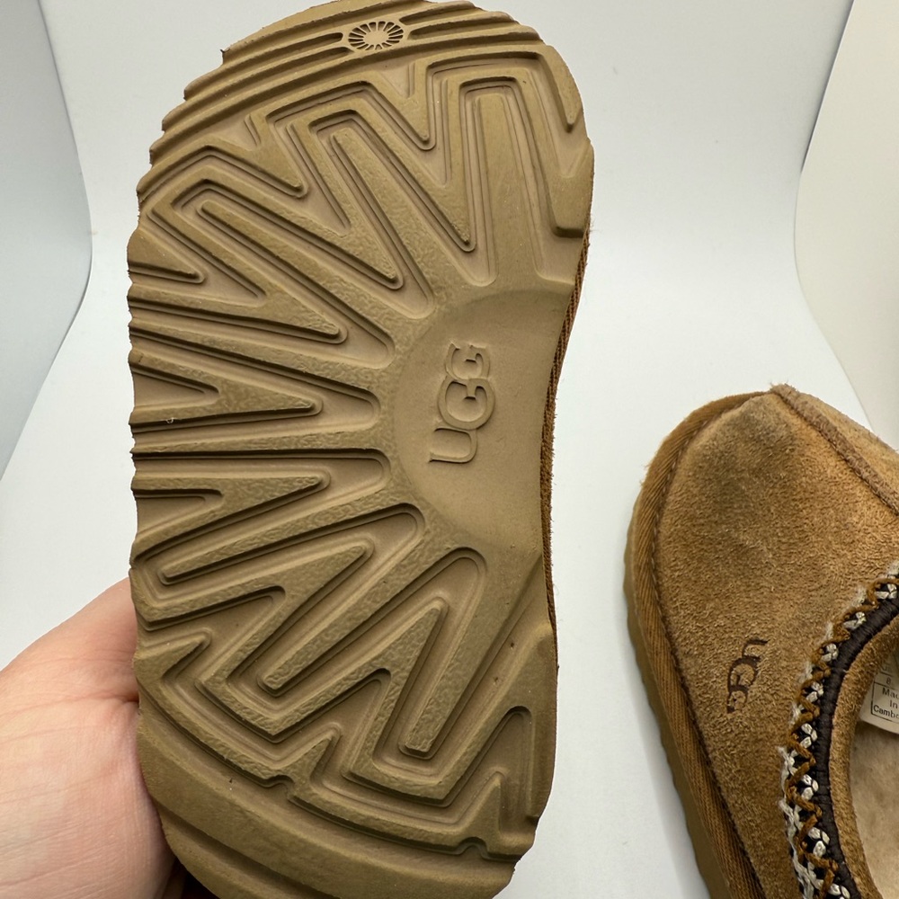 UGG Tazman Kids Tan Suede Slippers